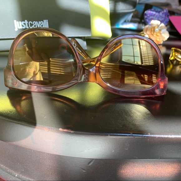 JUST CAVALLI SHINY BORDEAUX OVAL MIRROR SUNGLASSES - Picture 4 of 8